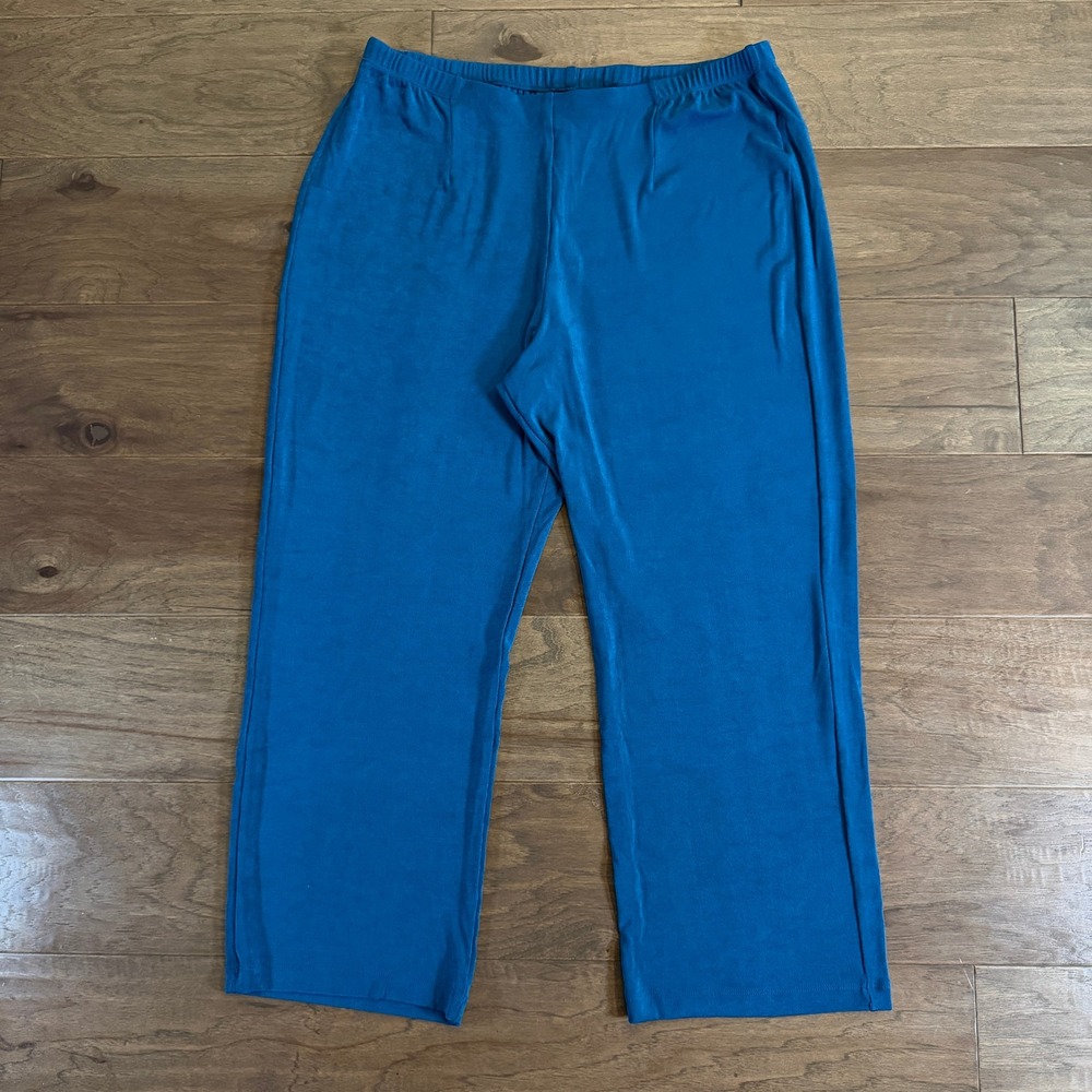 Chicos‎ Travelers No Tummy Pant Mercer Blue Straight Leg Size 3 Short NEW